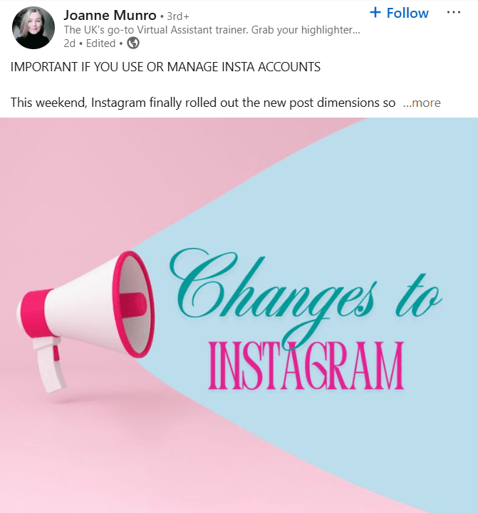 A Screenshot of an Image Post on LinkedIn