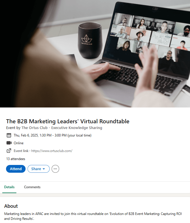 A Screenshot of an Event on LinkedIn