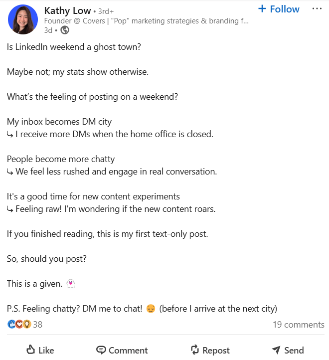 A Screenshot of Text-Only Post on LinkedIn