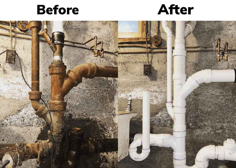 Before and After Plumbing Project