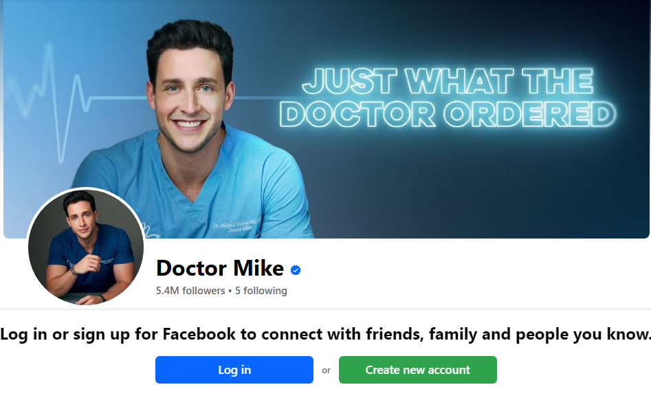 Profile of a Doctor on Facebook