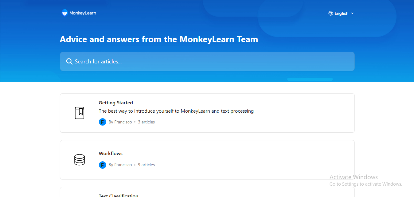 MonkeyLearn’s Webpage