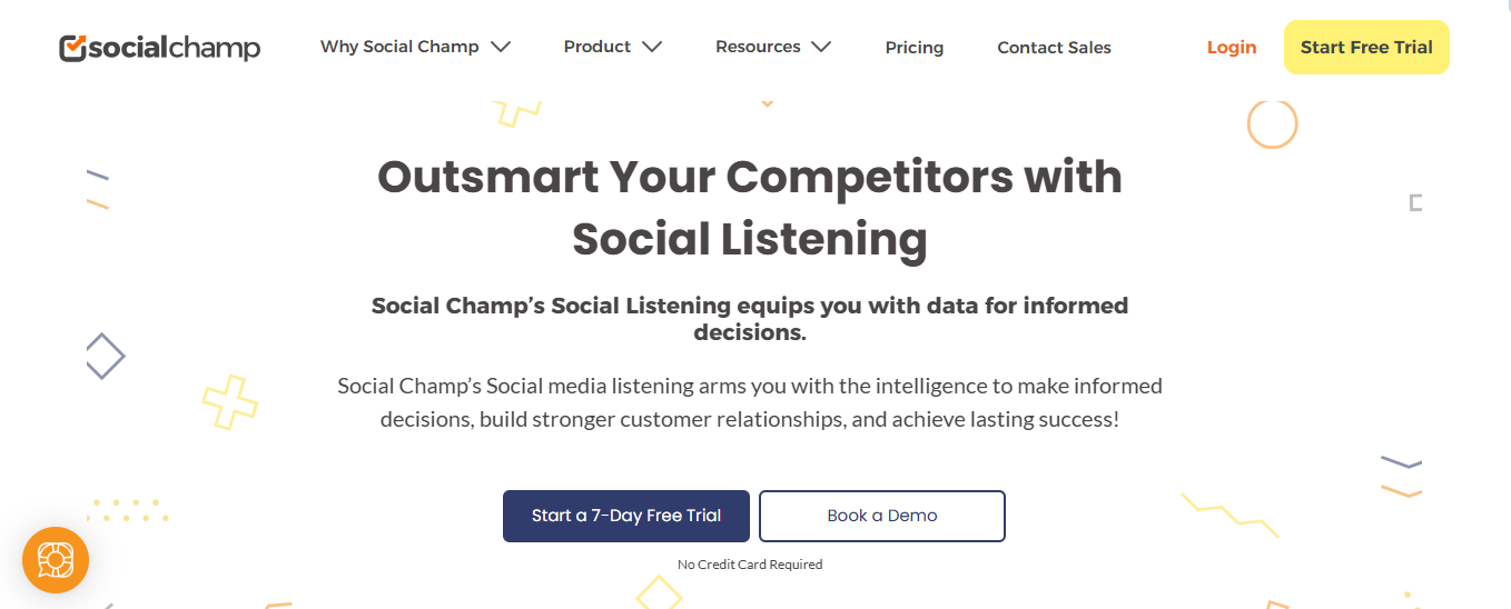 Landing Page for Social Champ's Social Listening