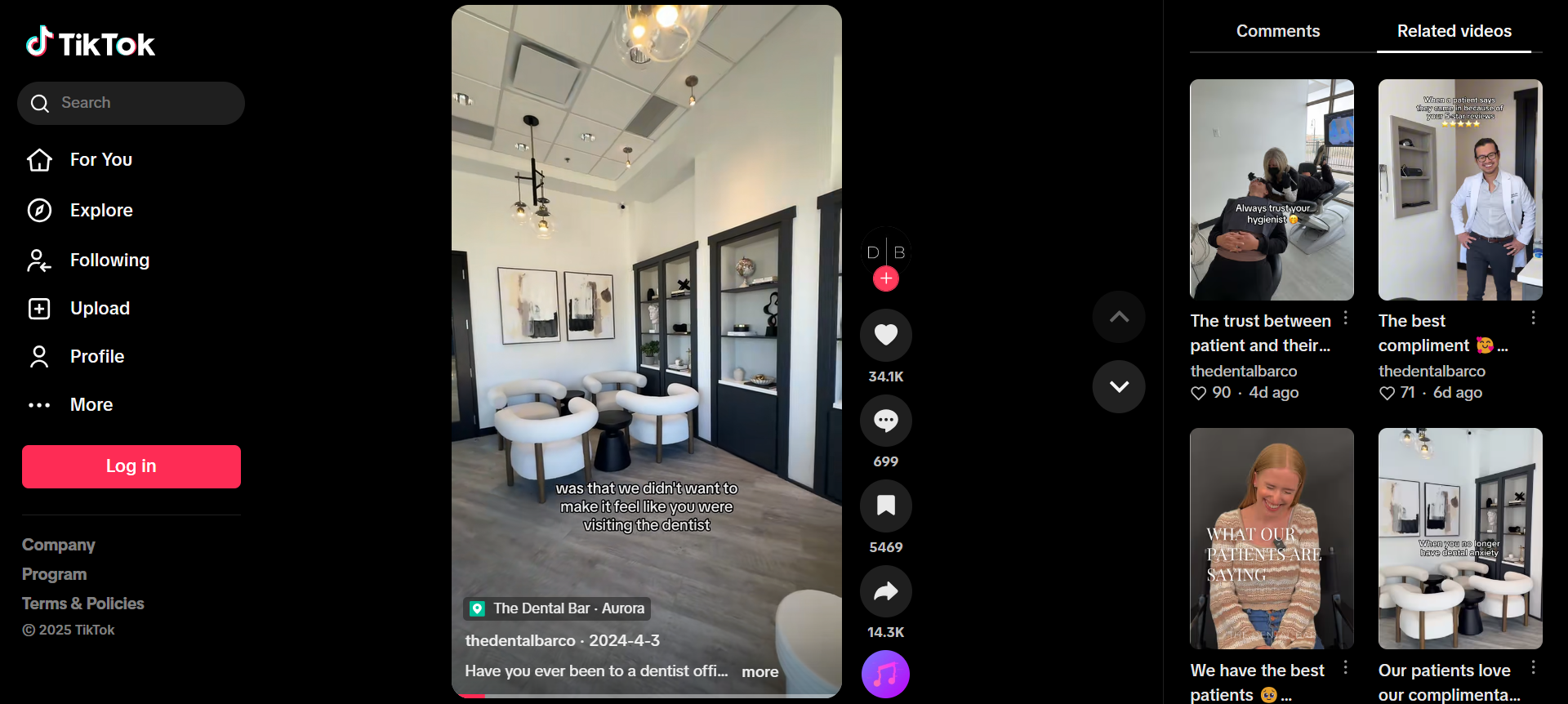 An Example of a Dental Clinic's Profile on TikTok