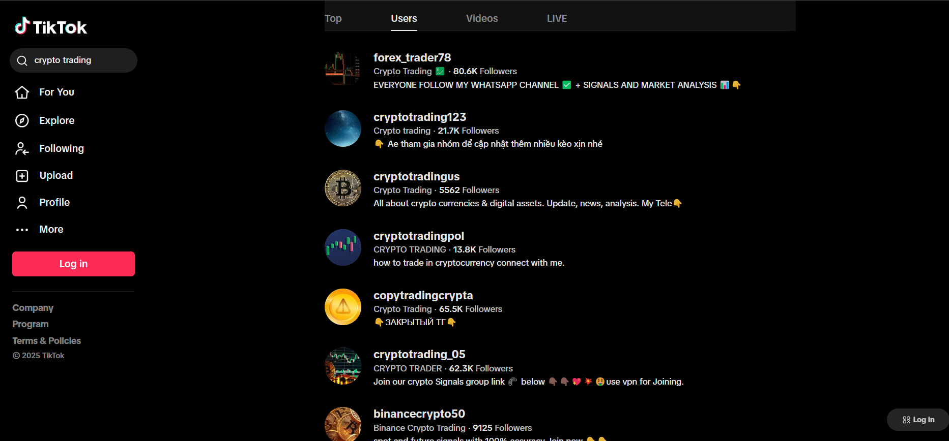 Crypto Trader Users on TikTok