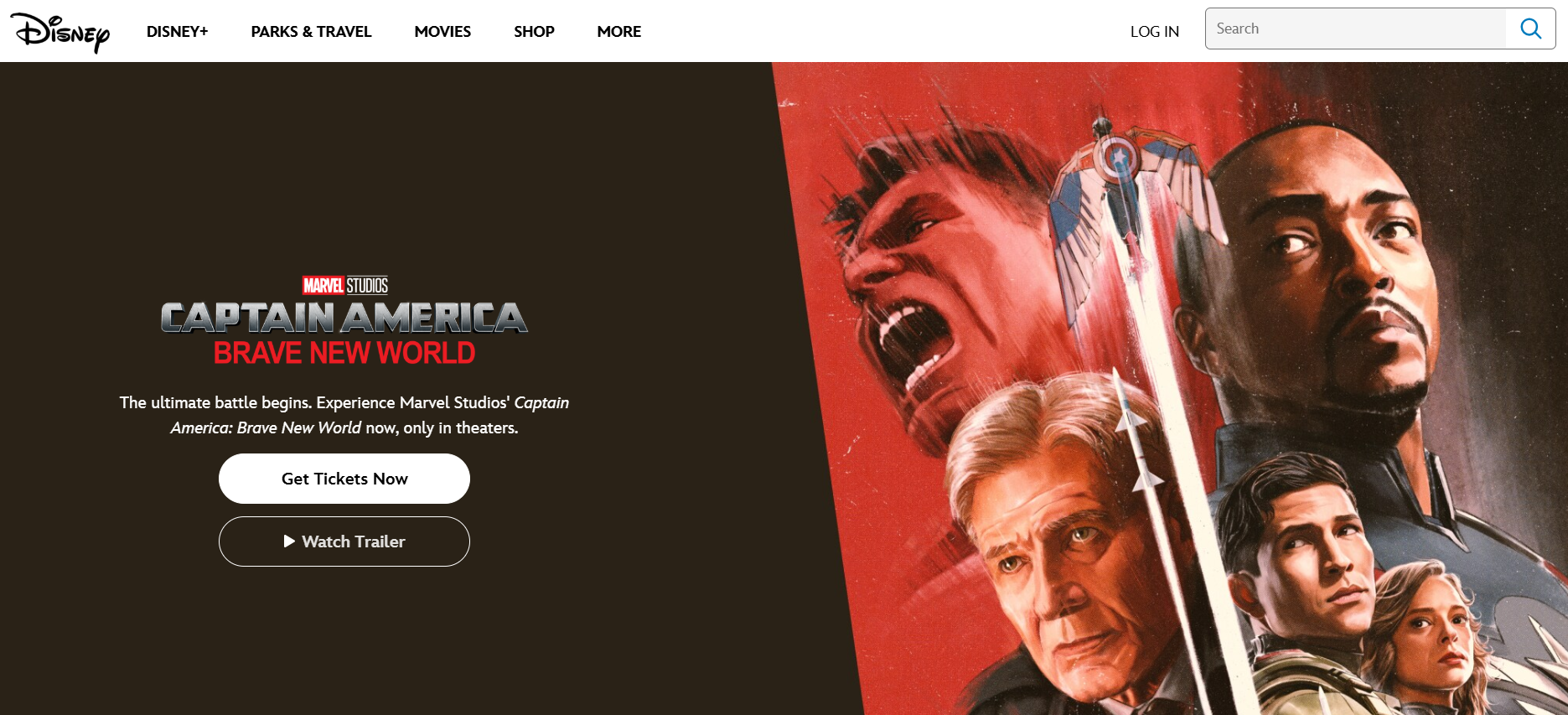 Disney's Landing Page