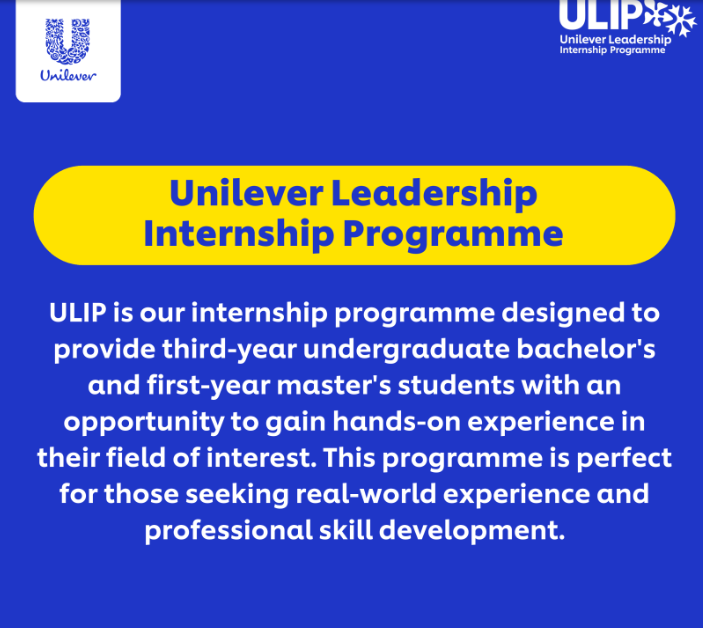 Internship Announcement by Unilever on LinkedIn