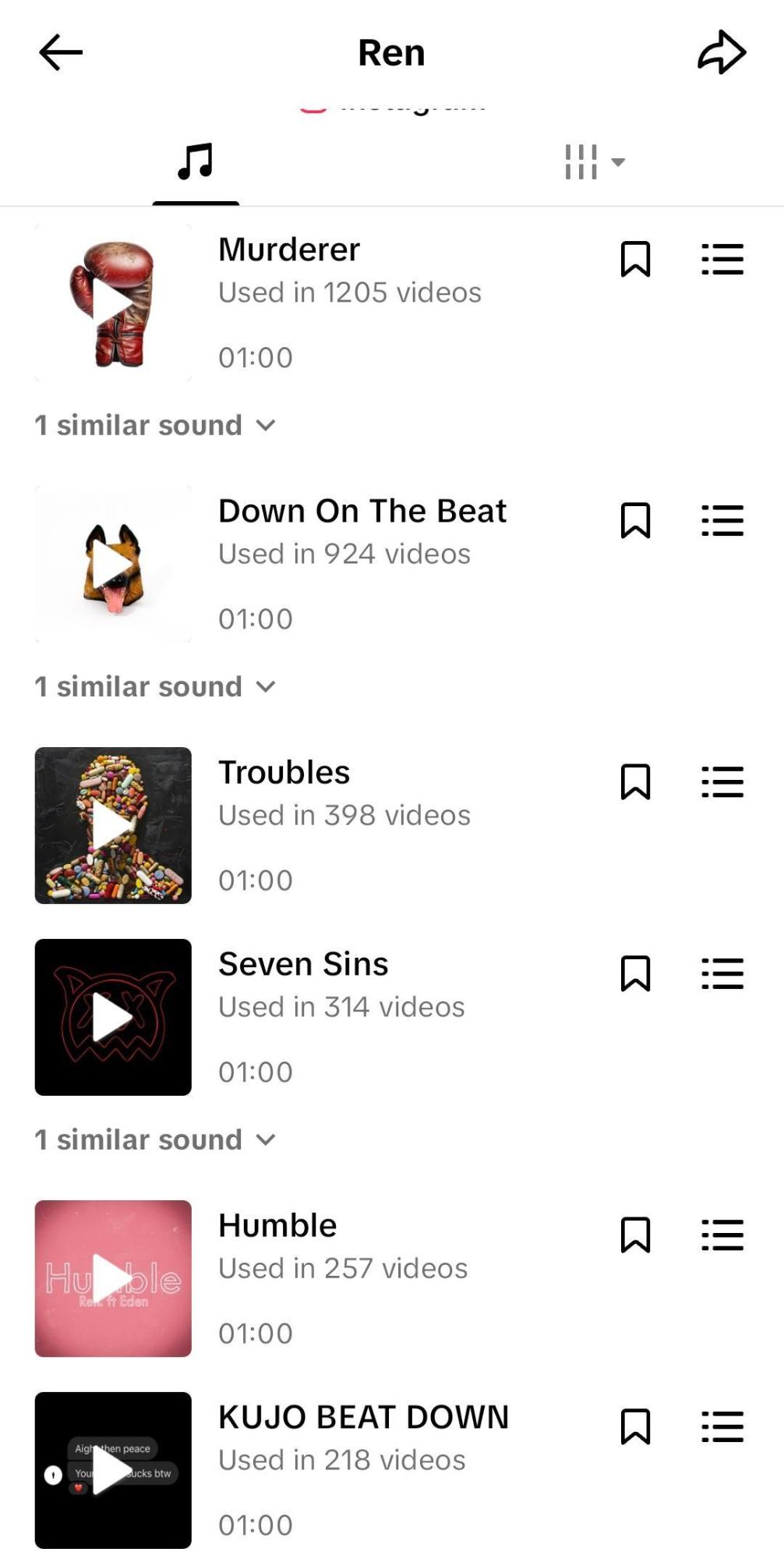 List of TikTok's Viral Music Tracks