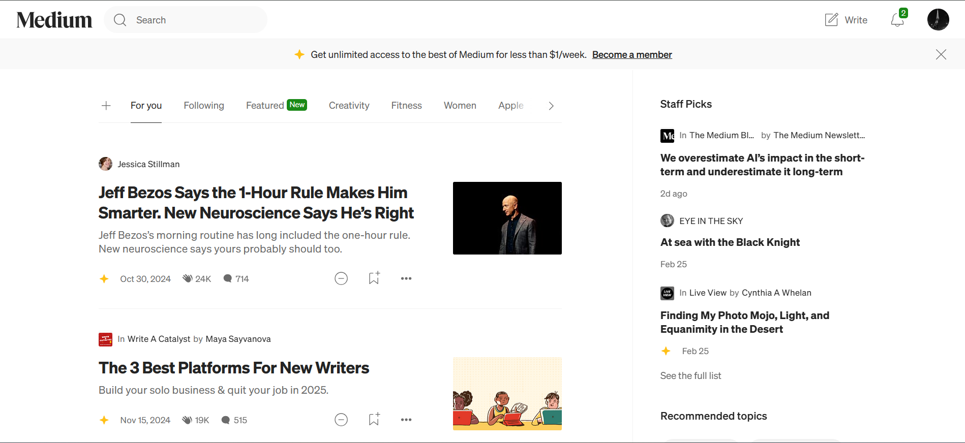 Medium’s News Feed