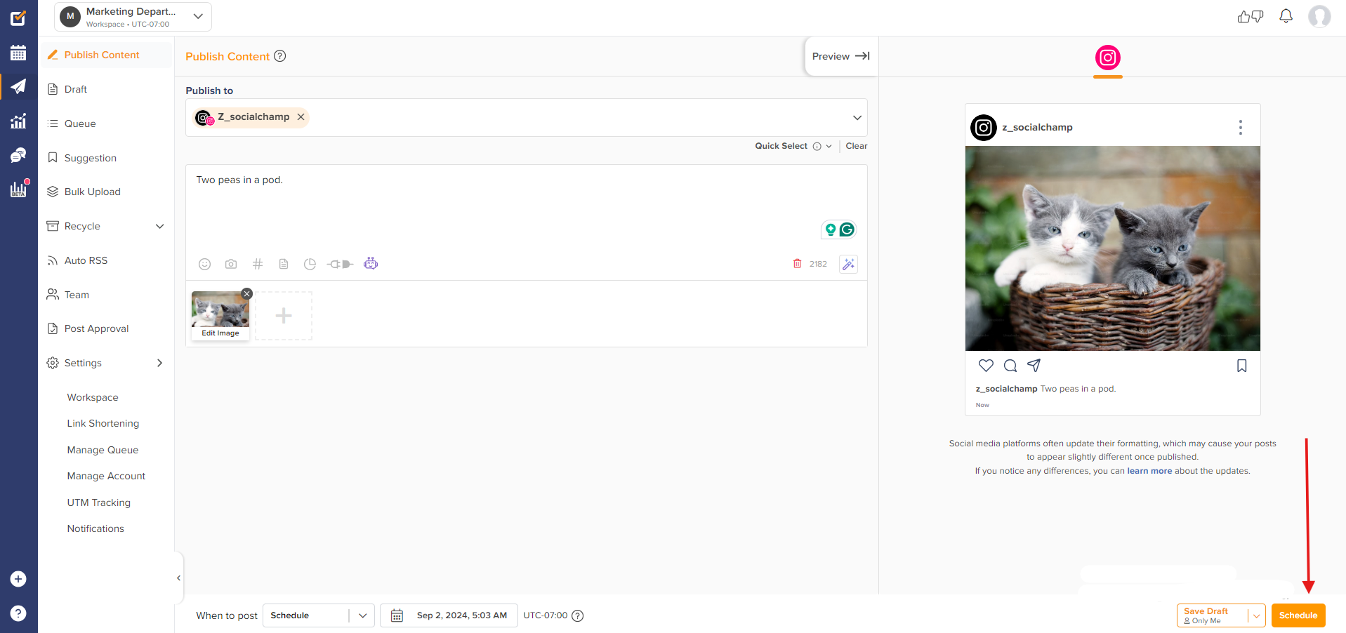 Social Champ's Publishing Dashboard