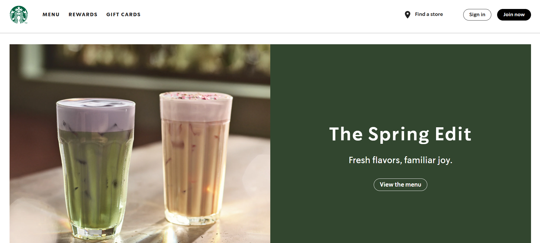 Starbucks' Landing Page