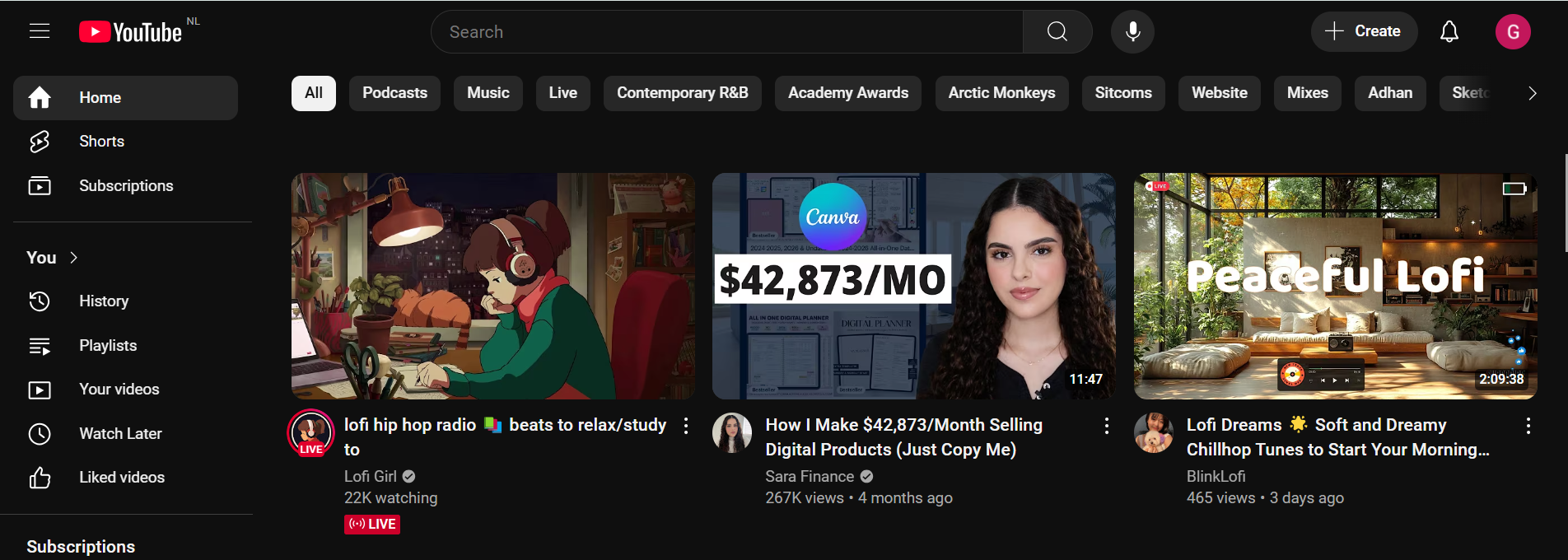YouTube’s Main Feed
