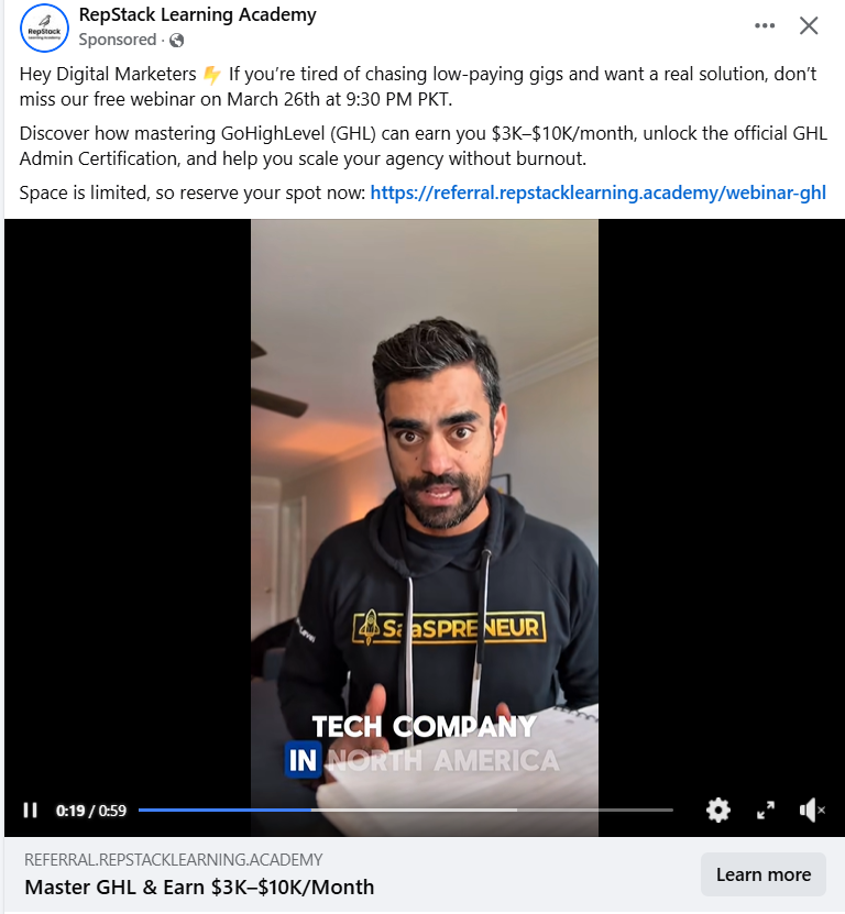 Ad for a Webinar