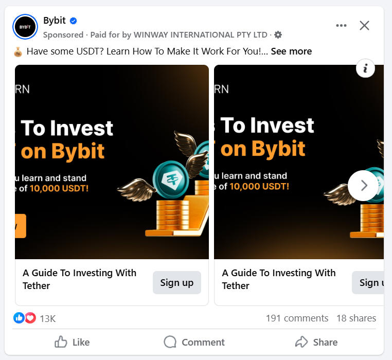 Bybit’s Carousel Ad
