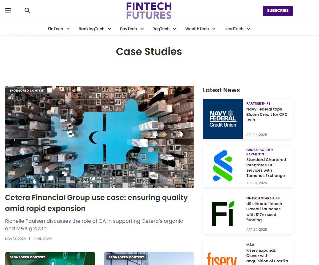 Case Studies by Fintech Futures