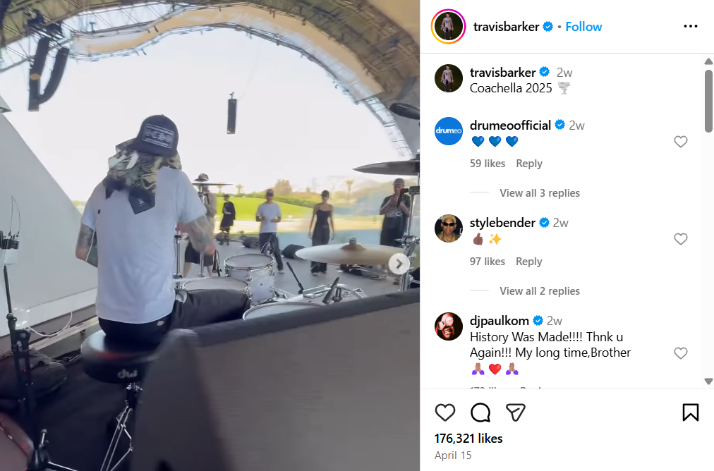 @travisbarker's Instagram Post for Coachella