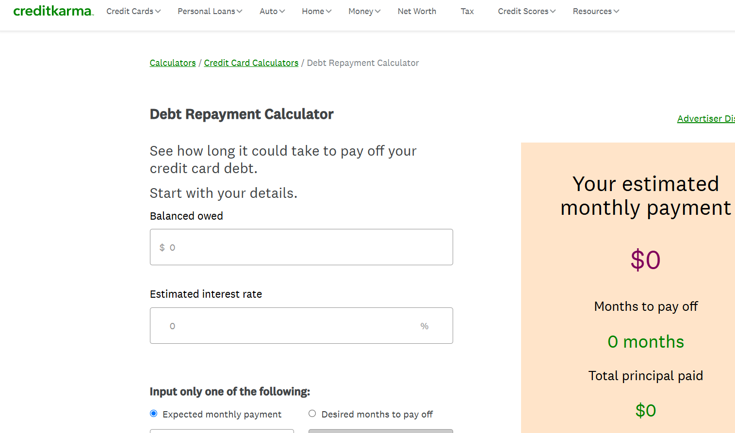 Creditkarma’s Debt Repayment Calculator
