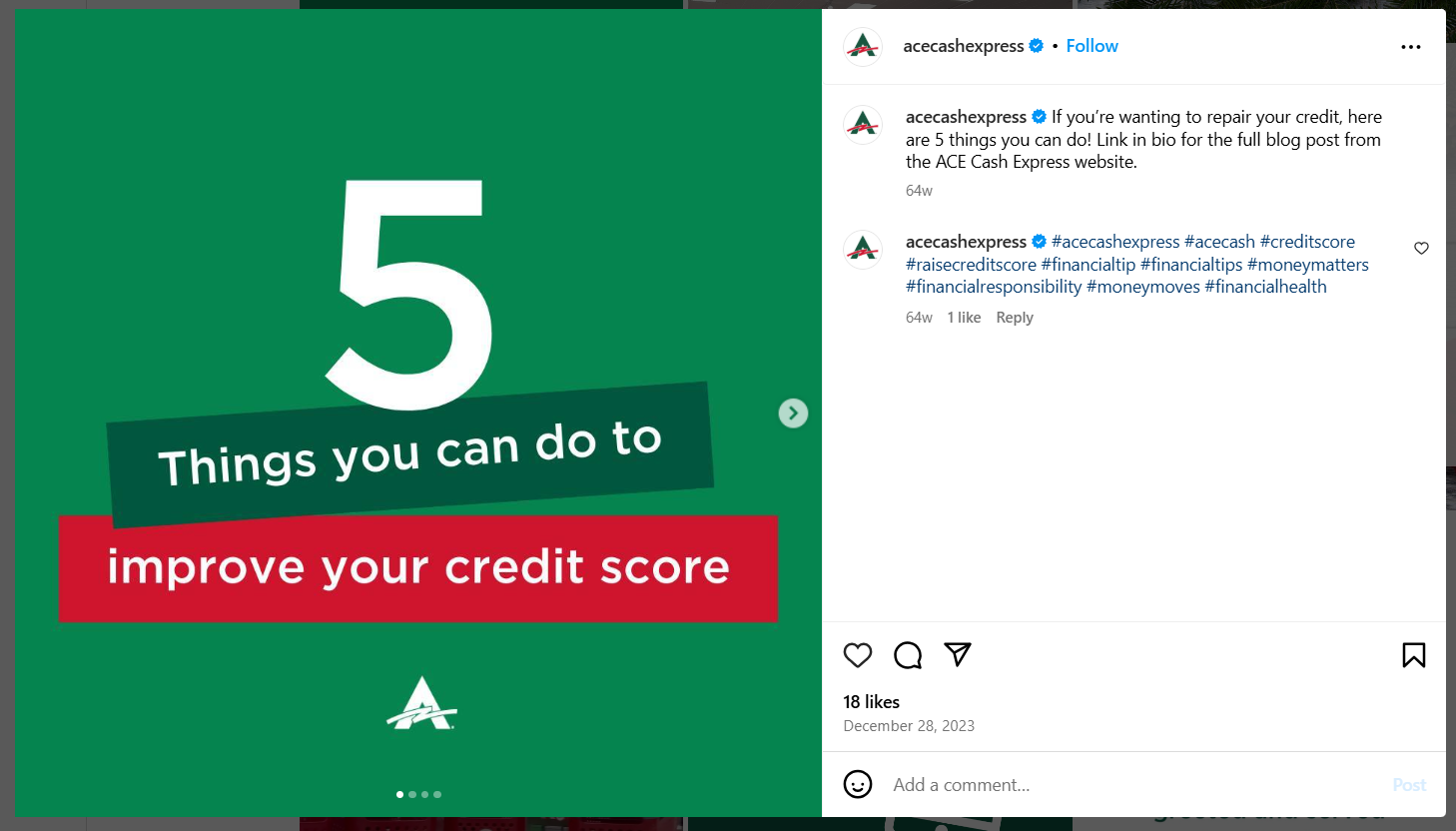 An Educational Carousel Post on Acecashexpress’s Instagram
