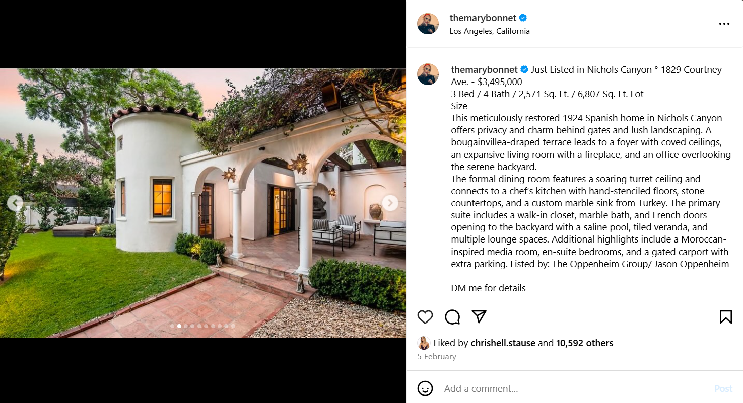 Example of a Real Estate Agent Marketing a Property on Instagram