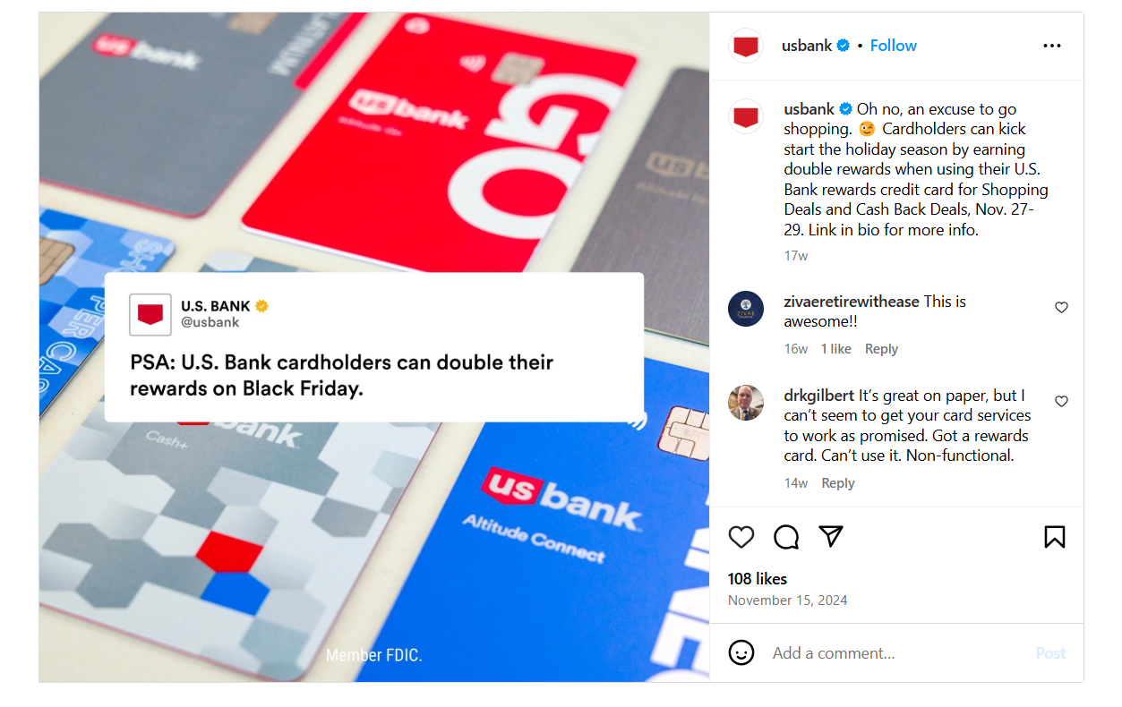 Example of Black Friday Offer by US Bank