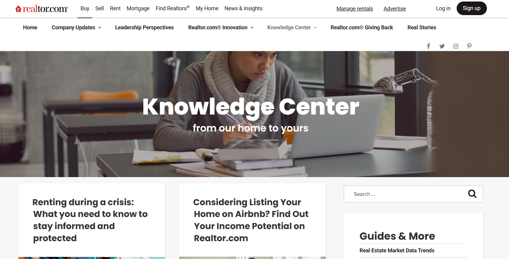 Example of Knowledge Center Page at Realtor’s Website