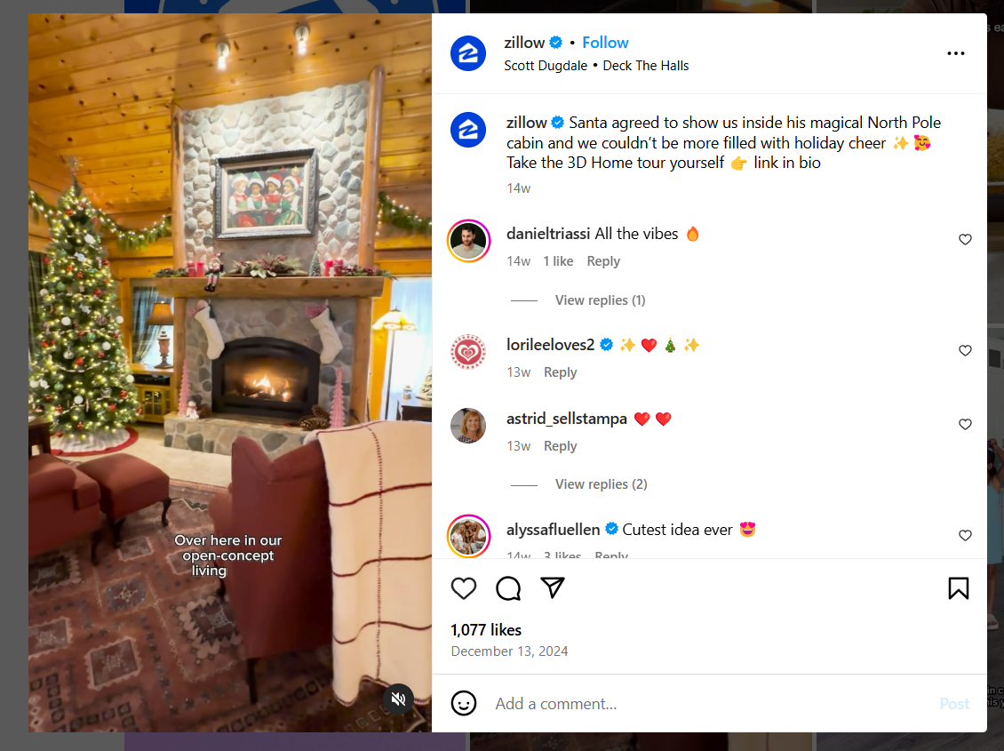 Holiday-Inspired Instagram Post From Zillow