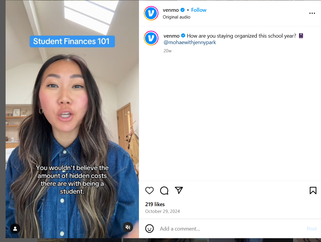 An Informative Video Post by Venmo on Instagram