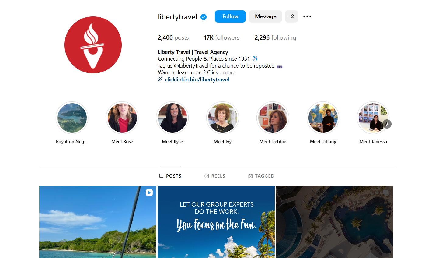 Instagram Profile of @libertytravel