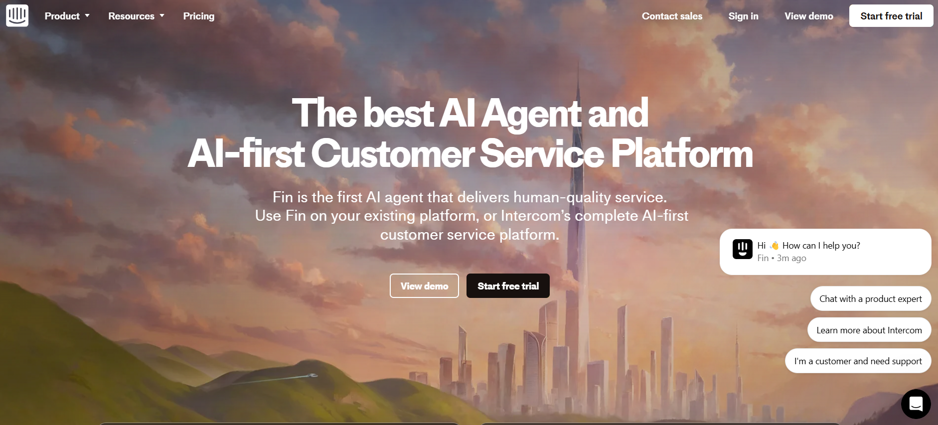 Intercom's Landing Page