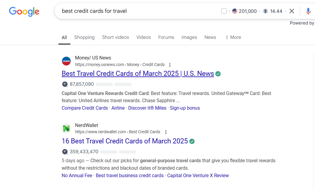 Nerdwallet Ranking in 2nd Place on Google