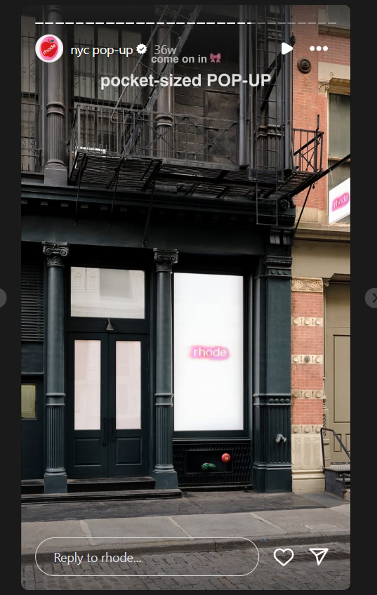 Instagram Highlight of Rhode’s Popup Store in NYC