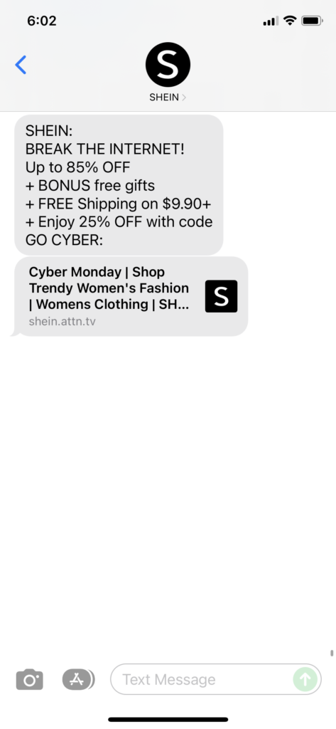 Shein SMS Example
