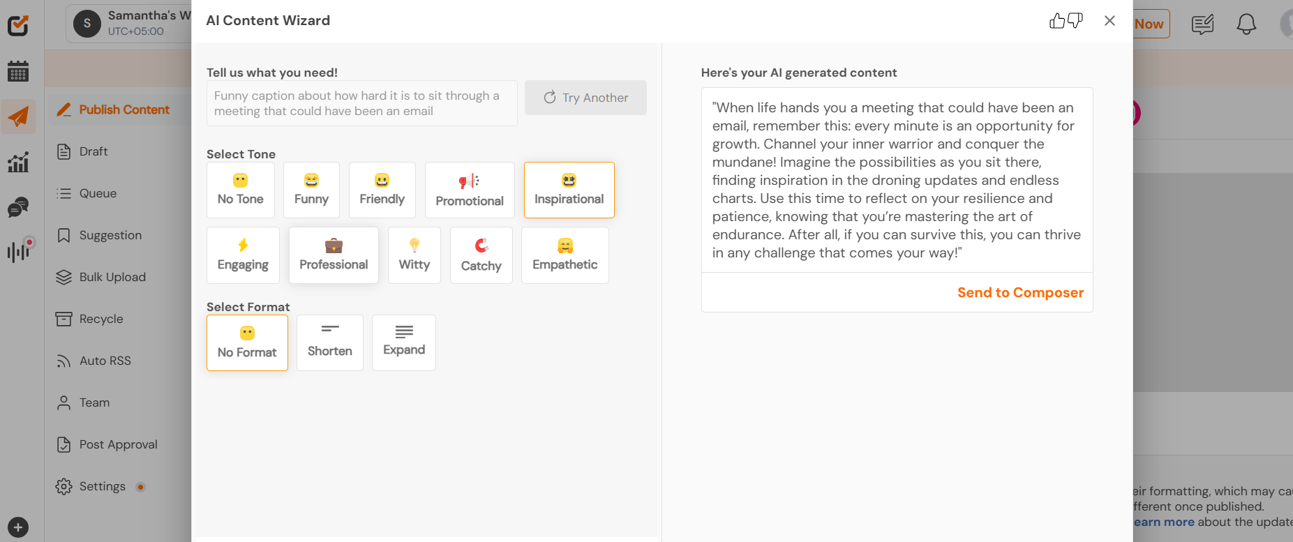 Social Champ’s AI Content Wizard