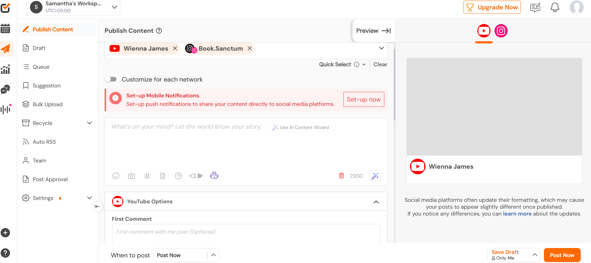 Social Champ’s Dashboard