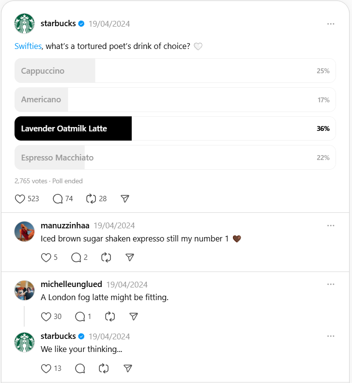 Starbucks Social Media Post