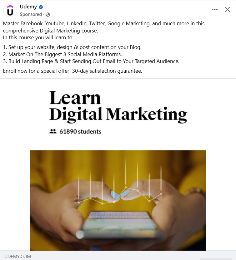 Udemy’s Upselling Ad