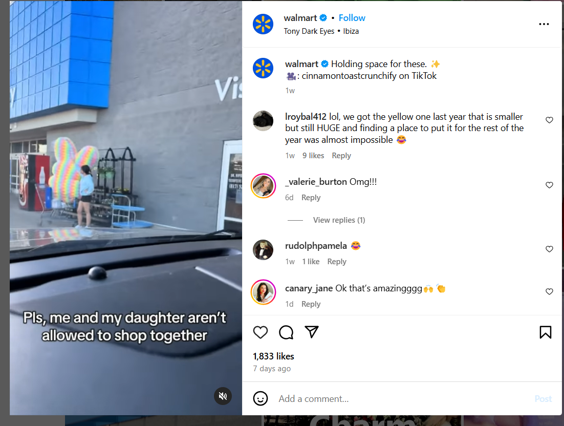 UGC Shared by Walmart on its Instagram