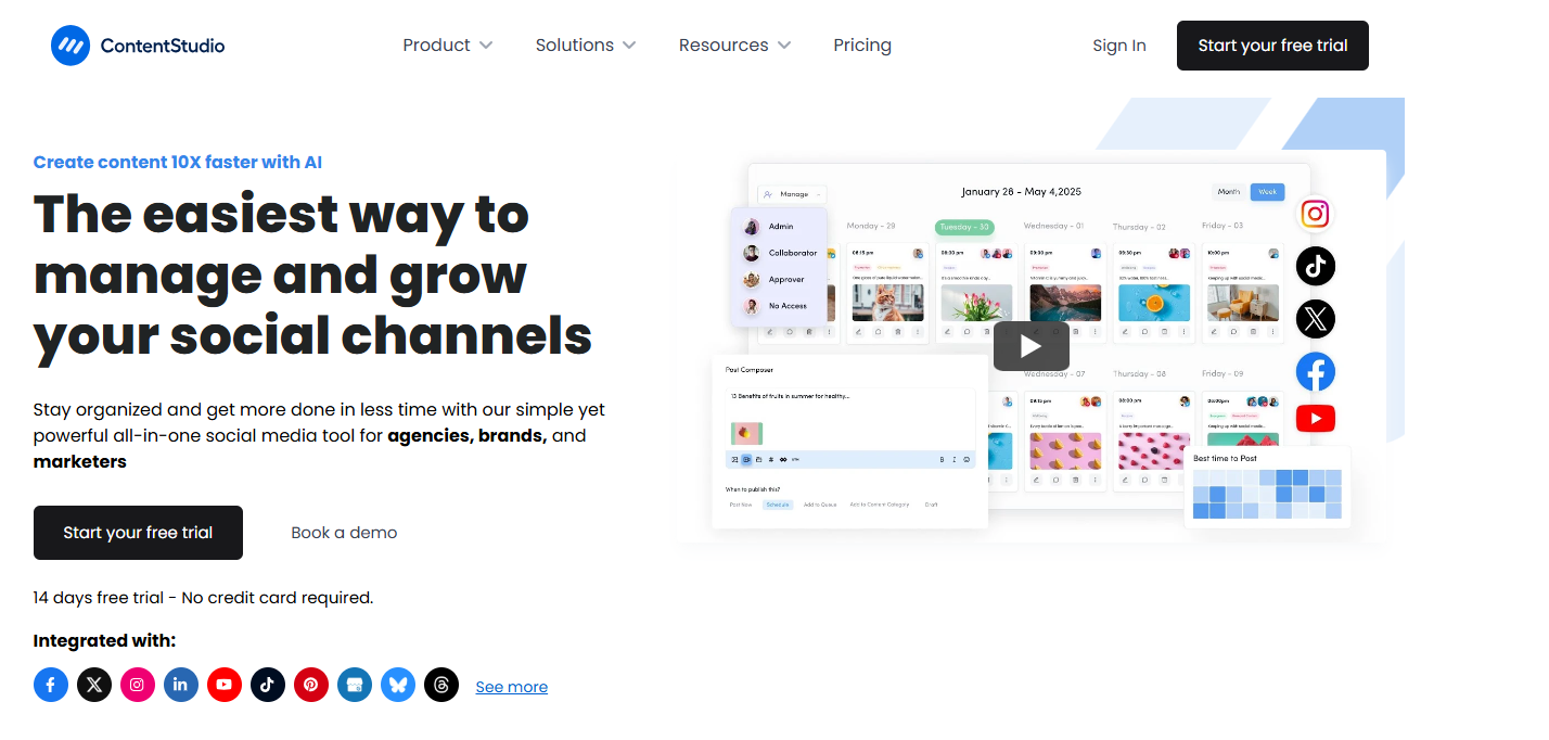 ContentStudio’s Webpage
