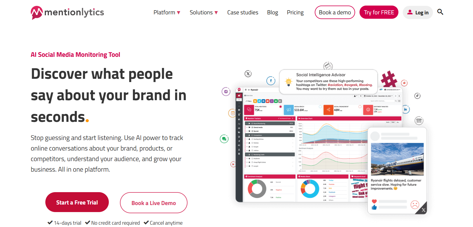 Mentionlytics’ Webpage