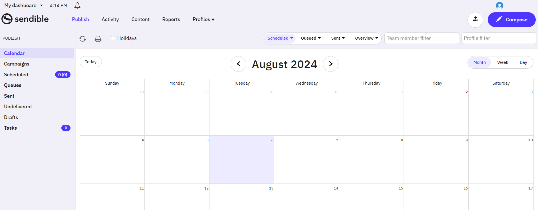 Sendible’s Dashboard