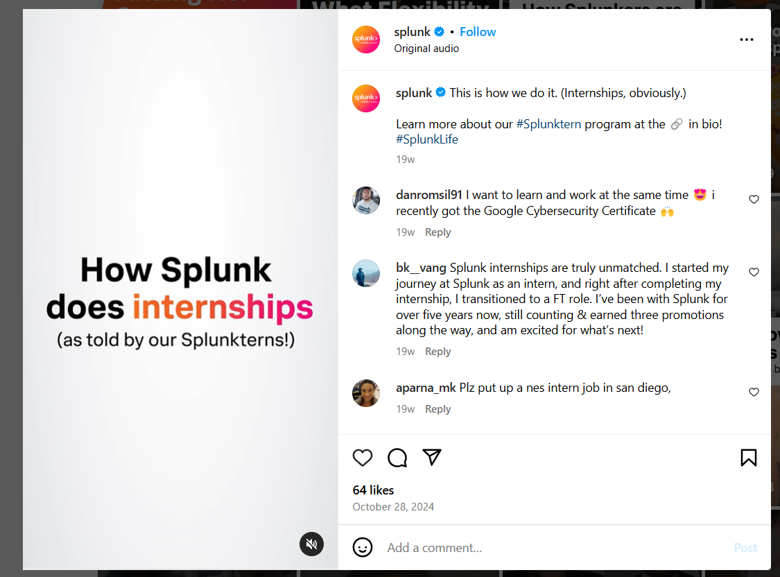 A Company Sharing a Video of Its Culture on Instagram