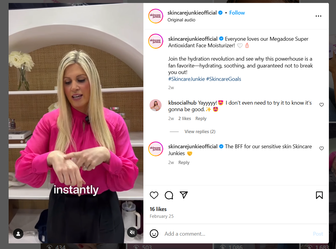 A Skincare Brand Posting a Video of Product Demo