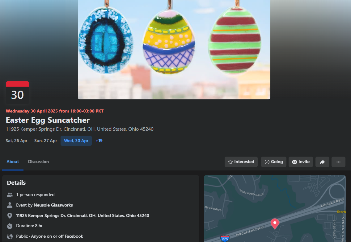 A Facebook Event of Easter Egg Suncatcher