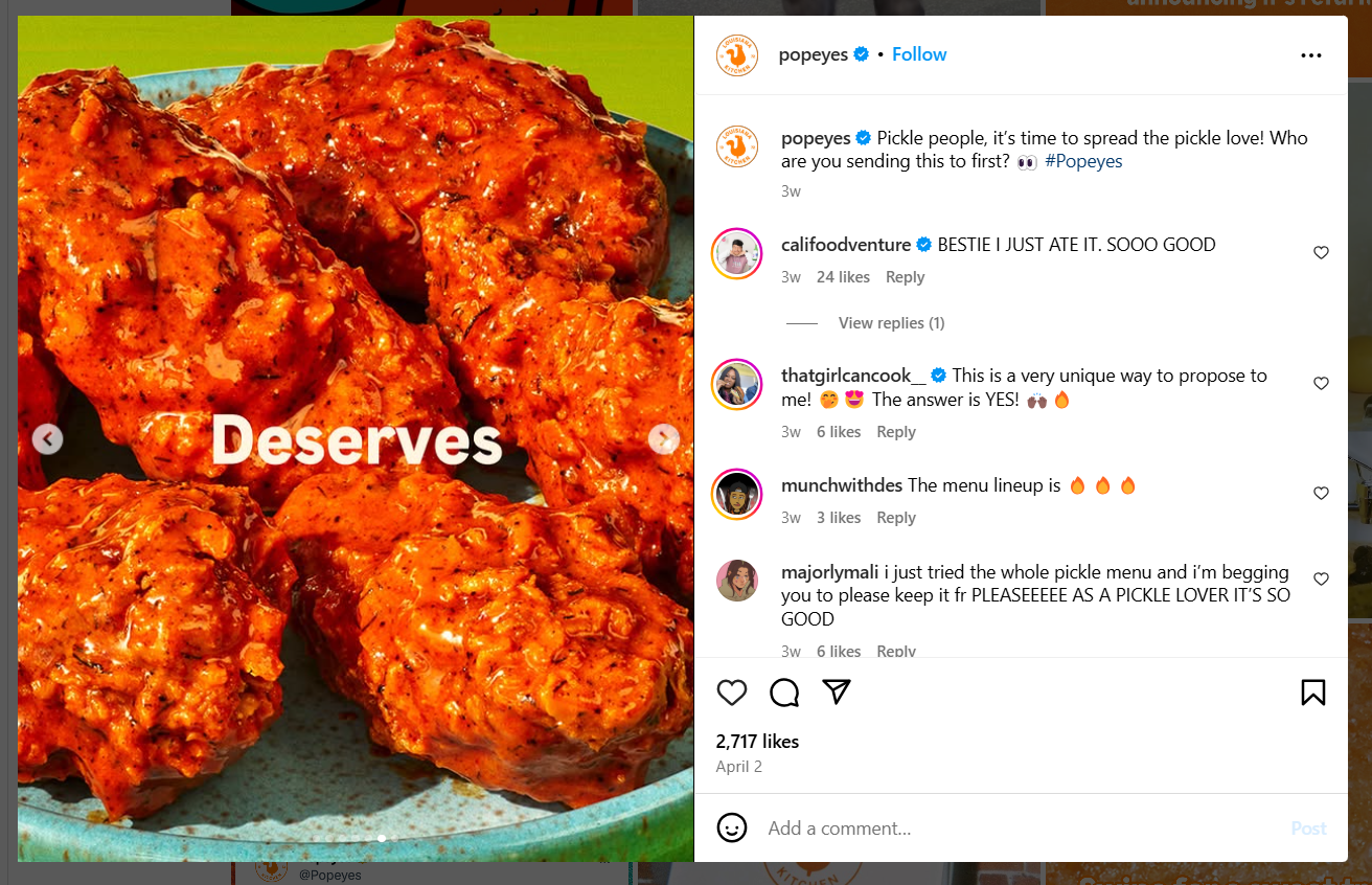 Food Related Post on Instagram