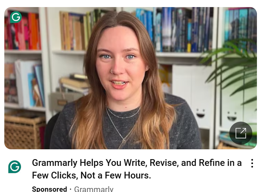 A Grammarly Ad on YouTube