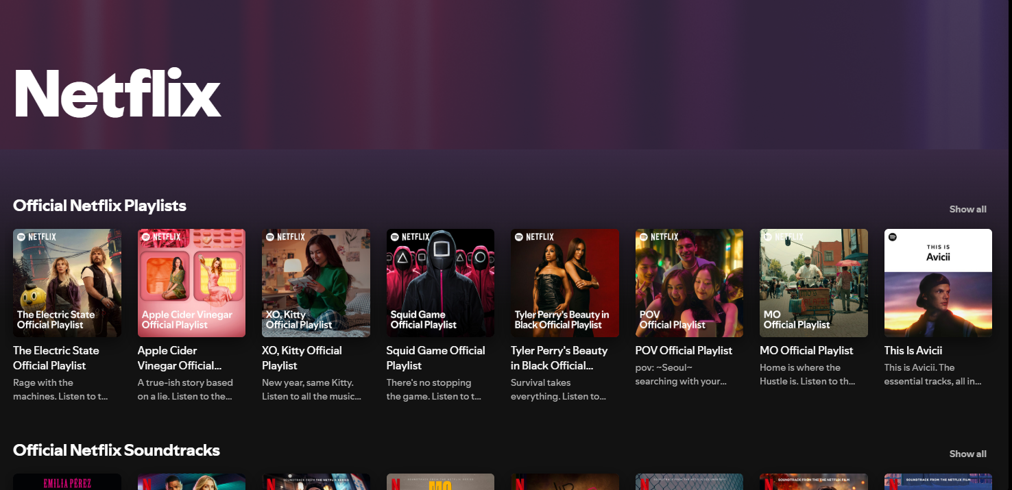 Netflix Hub on Spotify