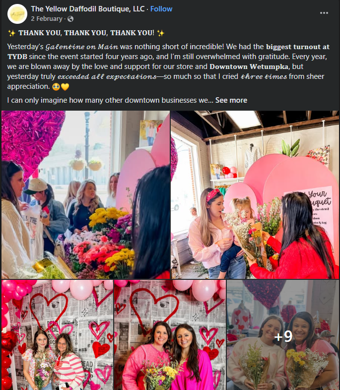 A Boutique Sharing Post-Event Highlights of Galentine on Main