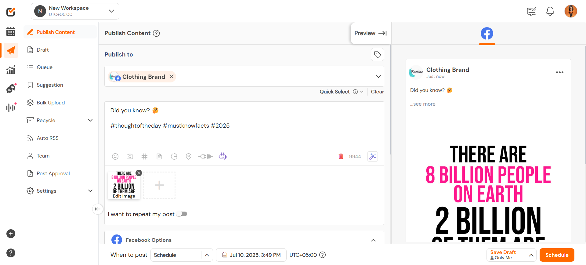 Social Champ’s Schedule Post Feature